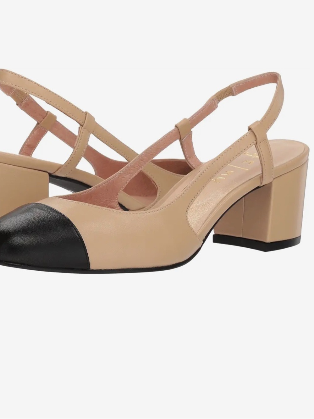FSNY | Baton cap toe leather sling back block  heel